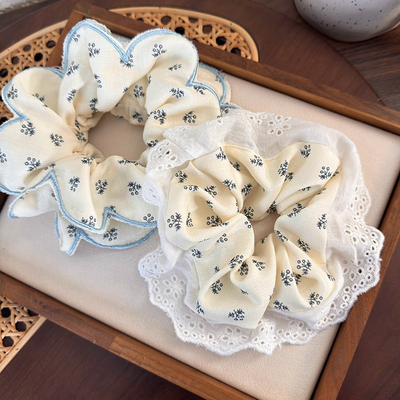 Blue Floral Scrunchie (2 Styles) - For Hair - Abbott Atelier