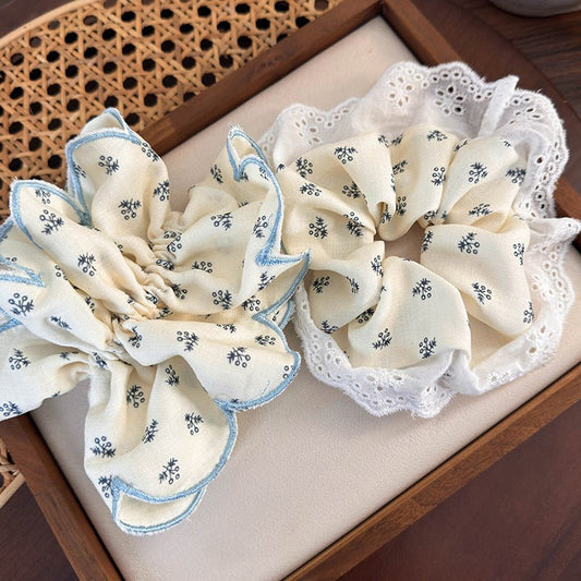Blue Floral Scrunchie (2 Styles) - For Hair - Abbott Atelier
