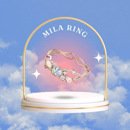 Blue Gem Ring - Mila - Gold - Plated - Abbott Atelier