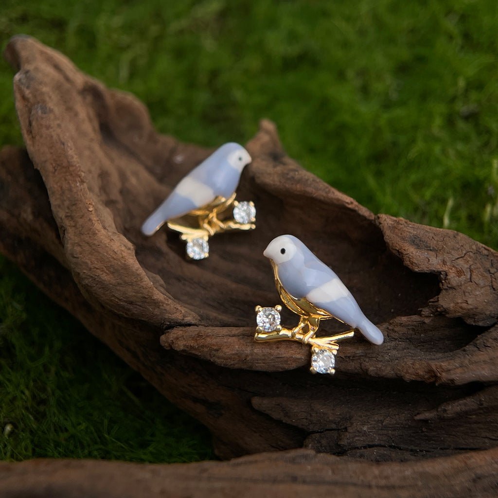 Blue Lovebird Earrings - Hypoallergenic - Abbott Atelier