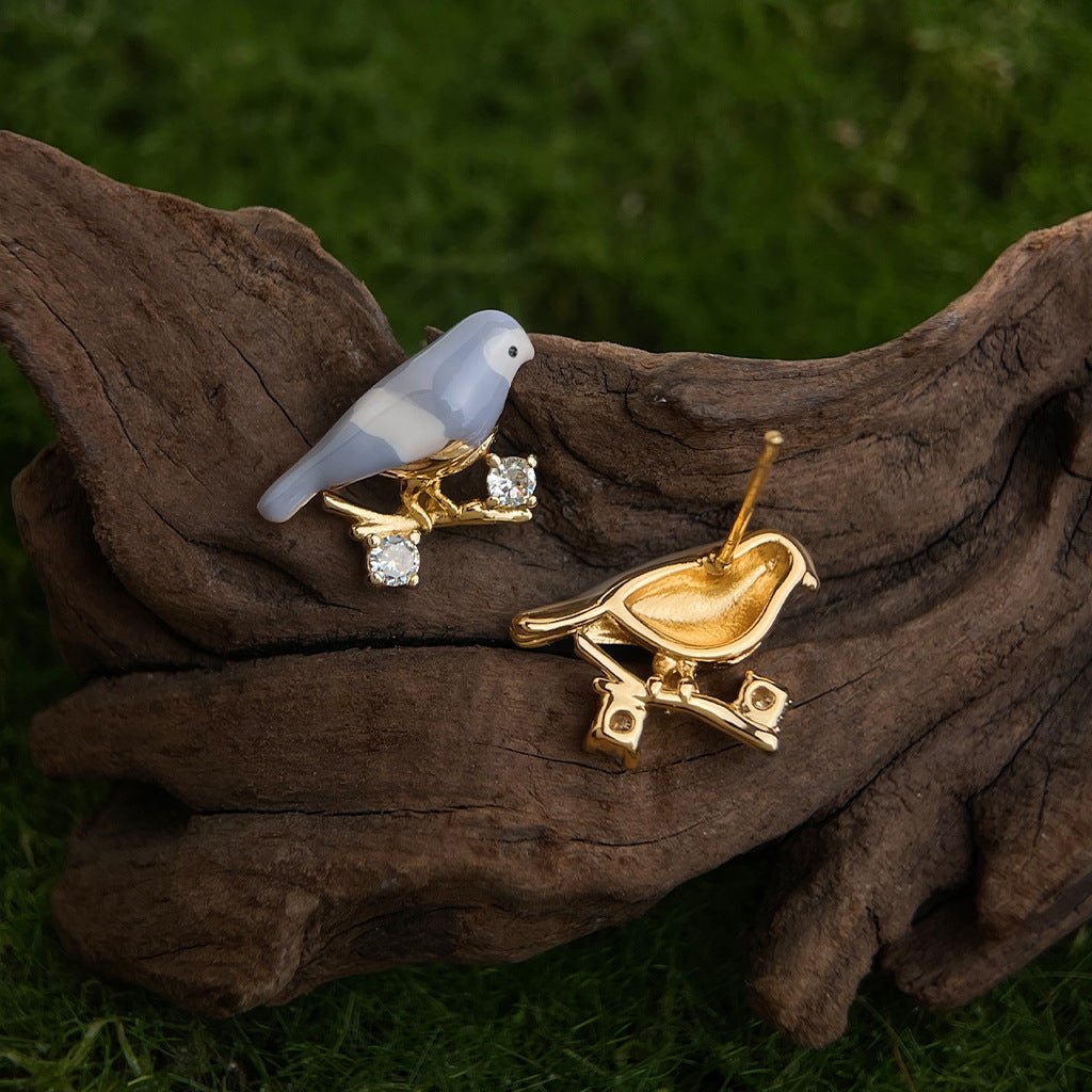 Blue Lovebird Earrings - Hypoallergenic - Abbott Atelier