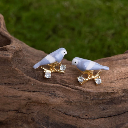 Blue Lovebird Earrings - Hypoallergenic - Abbott Atelier