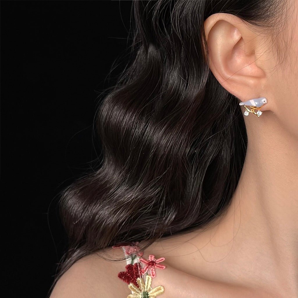 Blue Lovebird Earrings - Hypoallergenic - Abbott Atelier