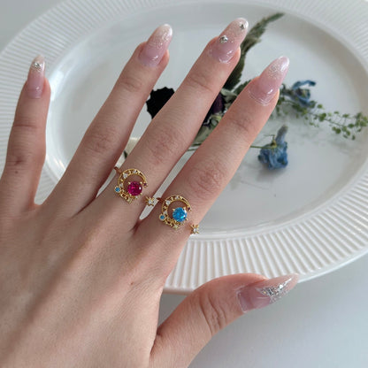 Blue Moon and Star Ring - Jodie - Gold - Plated - Abbott Atelier