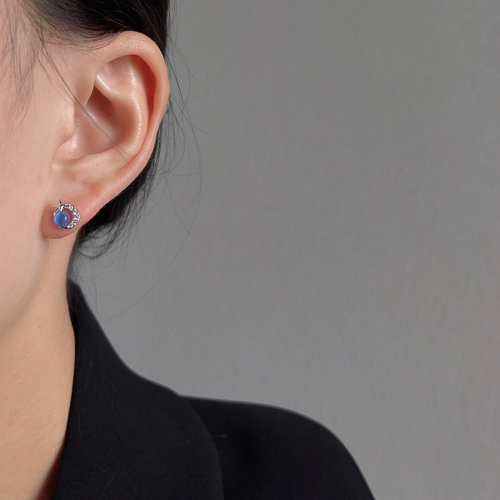 Blue Moonlight Stud Earrings - Hypoallergenic - Abbott Atelier