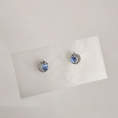 Blue Moonlight Stud Earrings - Hypoallergenic - Abbott Atelier