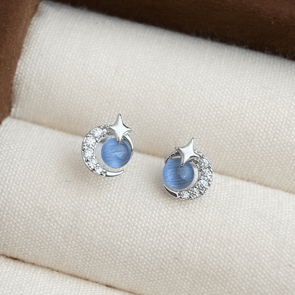 Blue Moonlight Stud Earrings - Hypoallergenic - Abbott Atelier