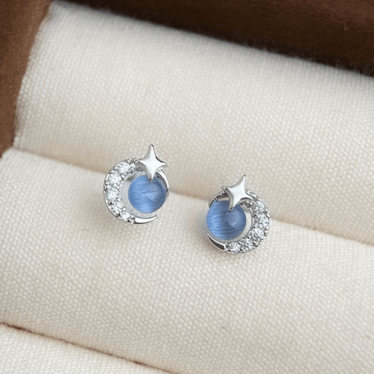 Blue Moonlight Stud Earrings - Hypoallergenic - Abbott Atelier