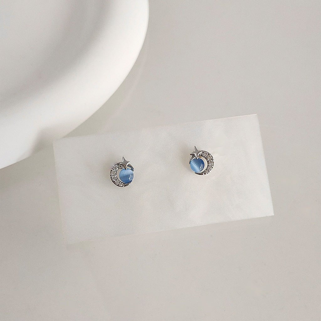 Blue Moonlight Stud Earrings - Hypoallergenic - Abbott Atelier