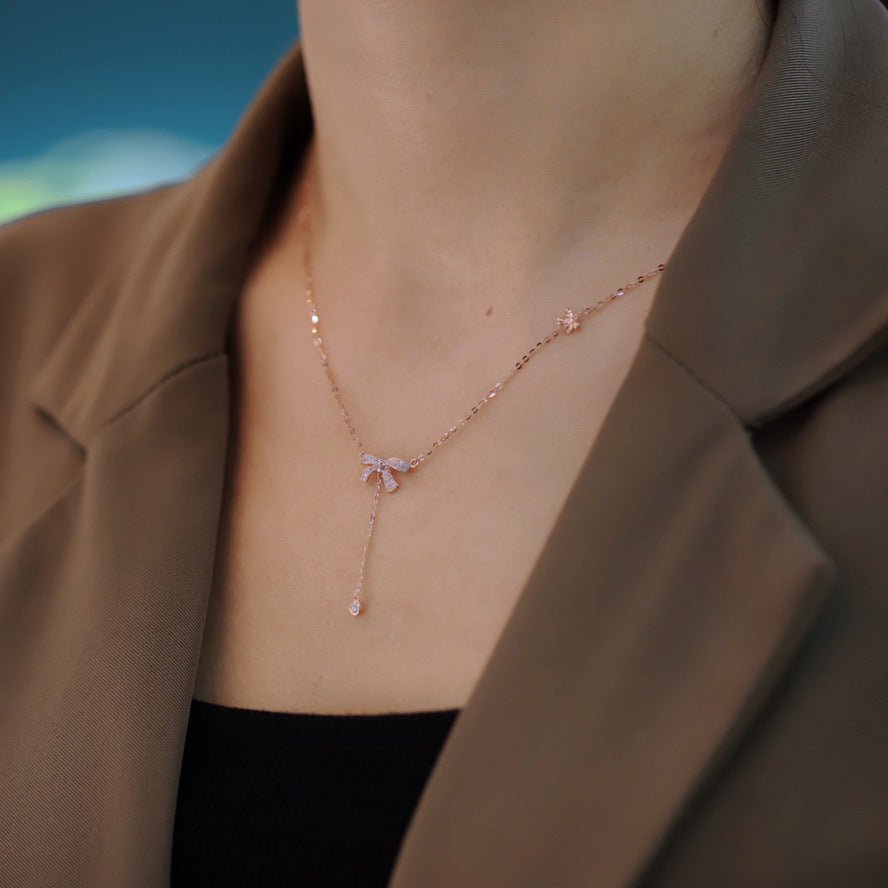 Bow Necklace (Solid Silver) - Hypoallergenic - Abbott Atelier