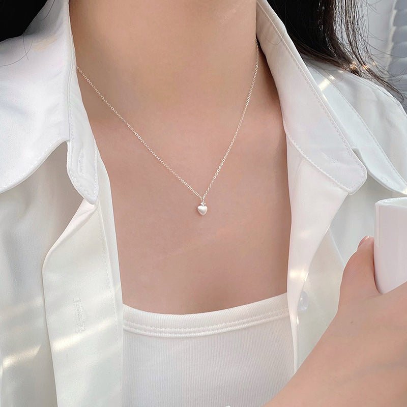 Brushed Heart Necklace (Solid Silver) - Waterproof - Abbott Atelier
