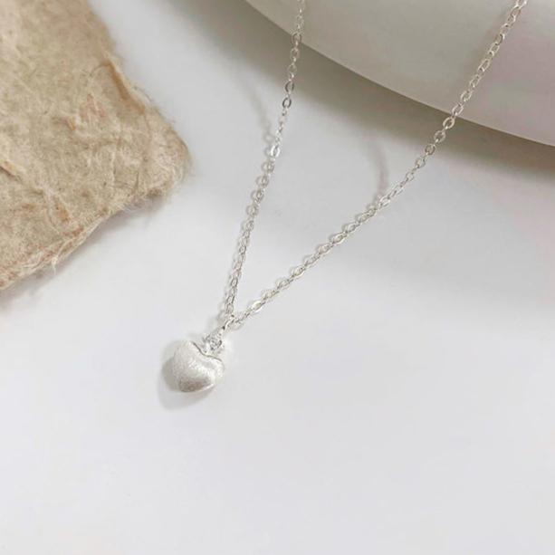 Brushed Heart Necklace (Solid Silver) - Waterproof - Abbott Atelier