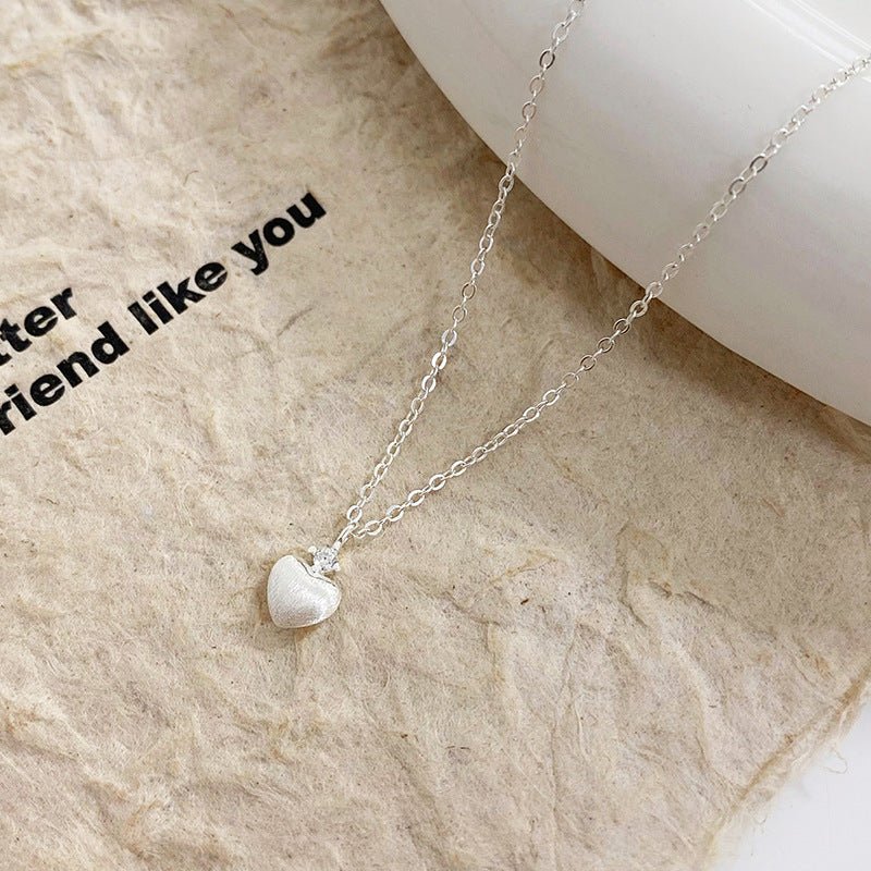 Brushed Heart Necklace (Solid Silver) - Waterproof - Abbott Atelier