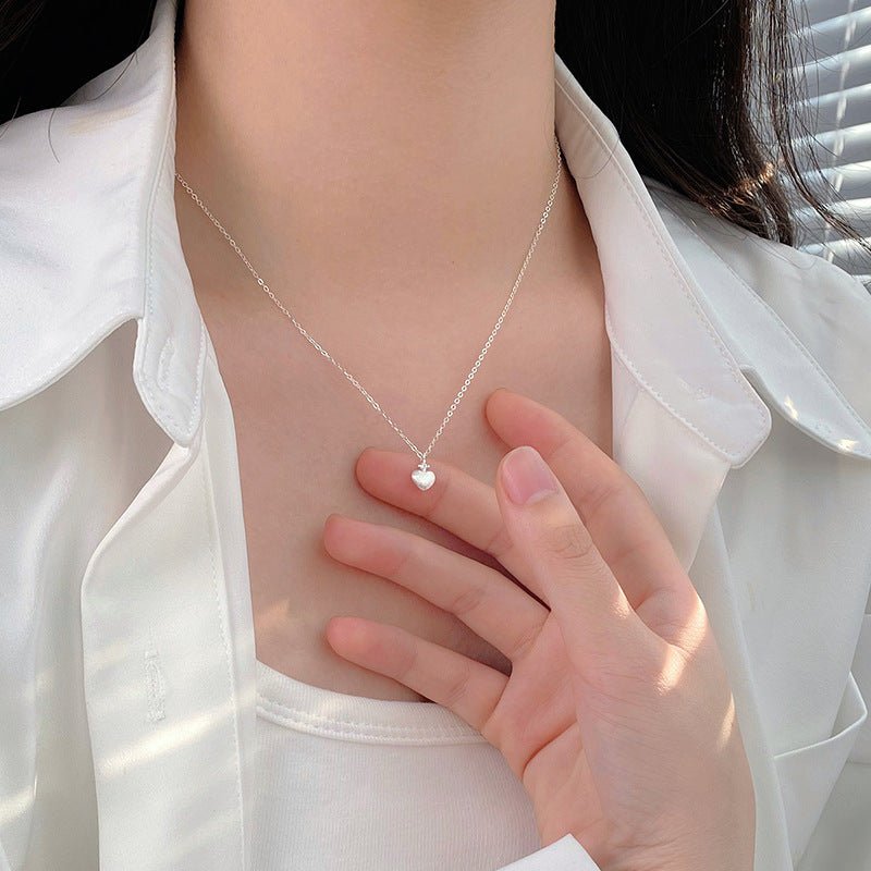 Brushed Heart Necklace (Solid Silver) - Waterproof - Abbott Atelier