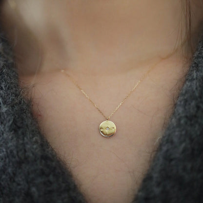 Celestial Coin Pendant Necklace (Solid Silver) - Hypoallergenic - Abbott Atelier