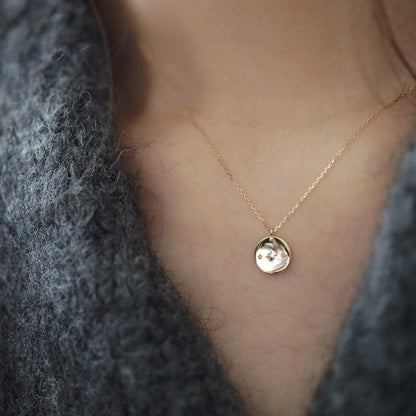 Celestial Coin Pendant Necklace (Solid Silver) - Hypoallergenic - Abbott Atelier
