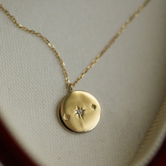 Celestial Coin Pendant Necklace (Solid Silver) - Hypoallergenic - Abbott Atelier