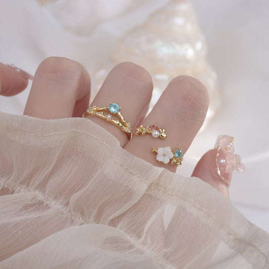 Cherry Blossom Ring Set - Gold - Plated - Abbott Atelier