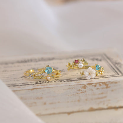 Cherry Blossom Ring Set - Gold - Plated - Abbott Atelier