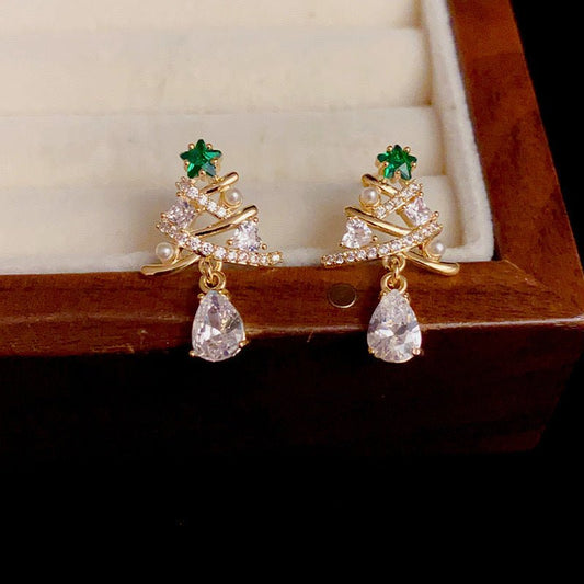 Christmas Tree Green Star Earrings - Hypoallergenic - Abbott Atelier