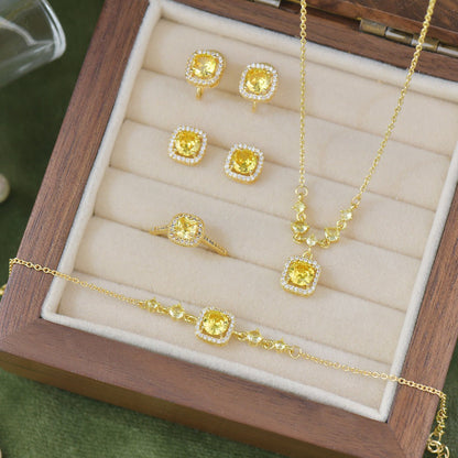 Citrine Halo du Soleil Earrings - Gold Plated - Abbott Atelier