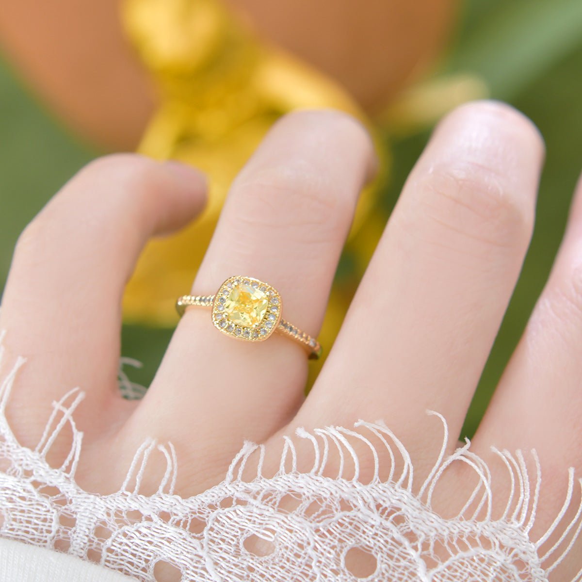 Citrine Halo du Soleil Ring - Gold - Plated - Abbott Atelier