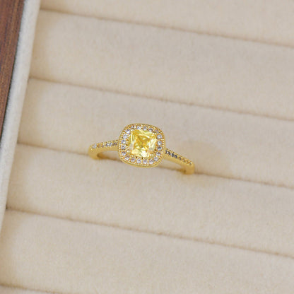 Citrine Halo du Soleil Ring - Gold - Plated - Abbott Atelier