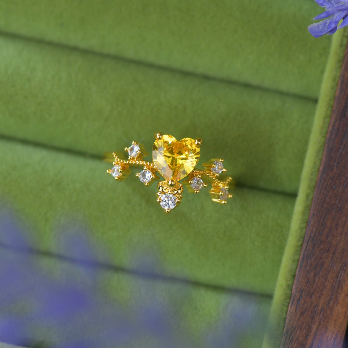 Citrine Heart Flourish Ring - Gold-Plated - Abbott Atelier