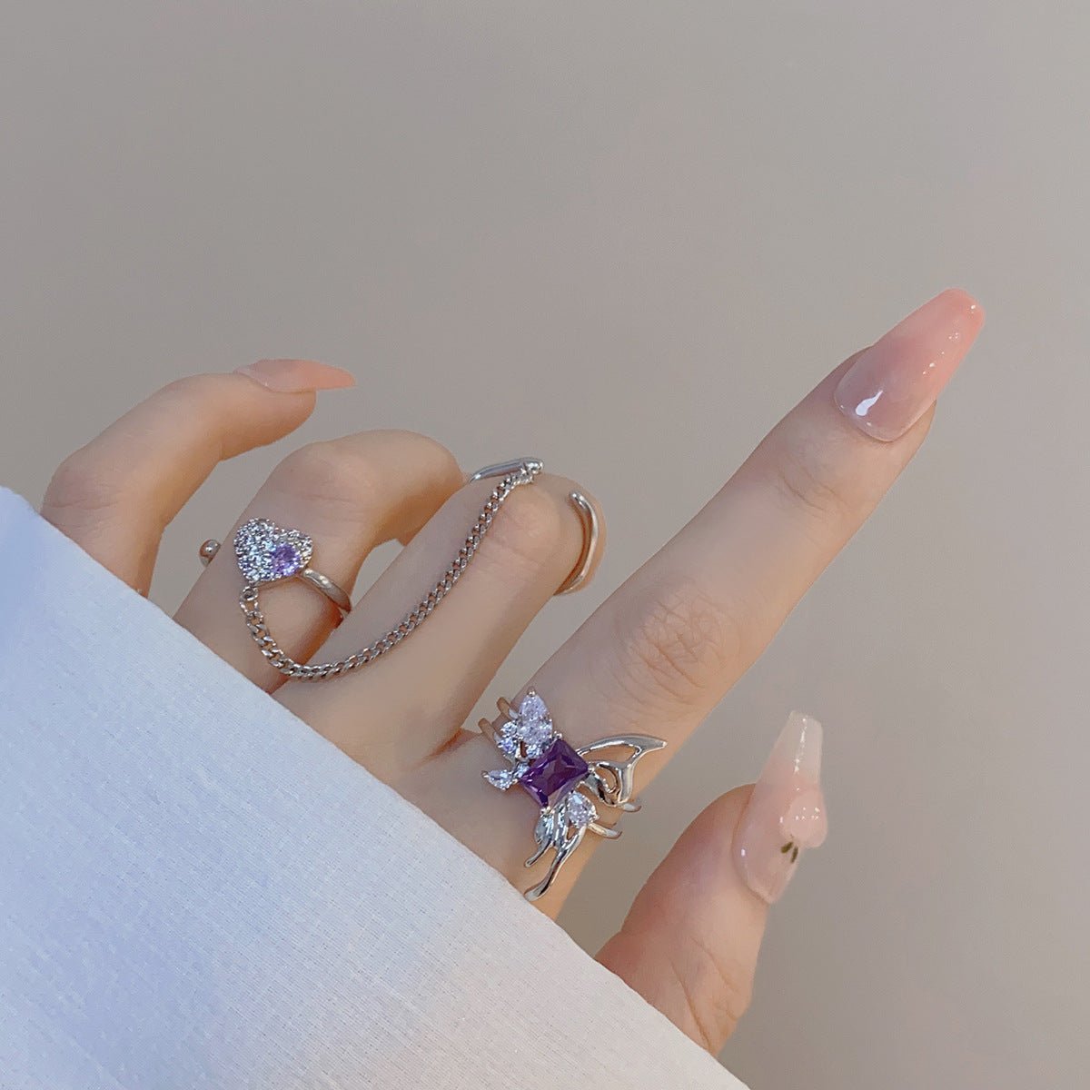 Amethyst Butterfly Ring Set Abbott Atelier Romantic Jewelry