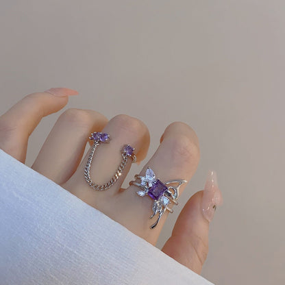 [Clearance] Amethyst Ring Set - Gold - Plated - Abbott Atelier