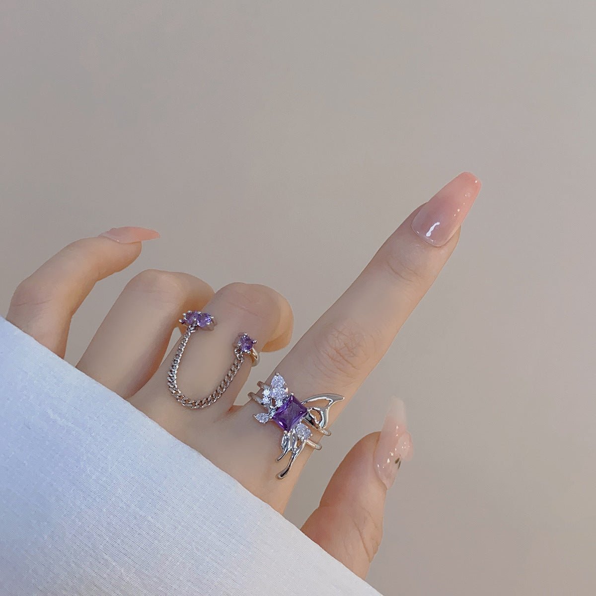 [Clearance] Amethyst Ring Set - Gold - Plated - Abbott Atelier
