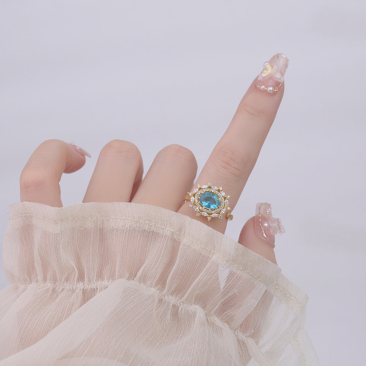 [Clearance] Blue Gemstone Ring - Marilyn - Gold - Plated - Abbott Atelier