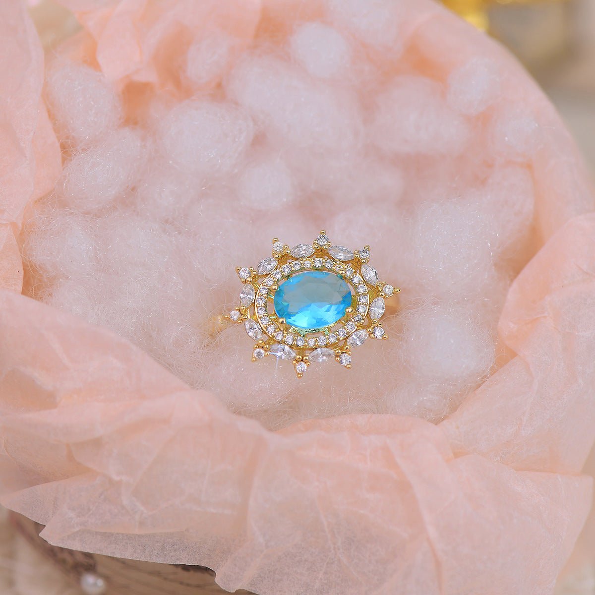 [Clearance] Blue Gemstone Ring - Marilyn - Gold - Plated - Abbott Atelier