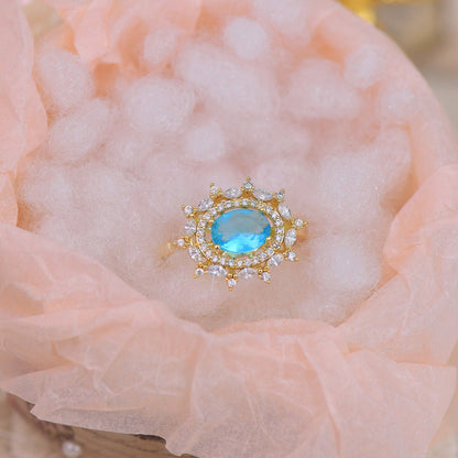 [Clearance] Blue Gemstone Ring - Marilyn - Gold - Plated - Abbott Atelier