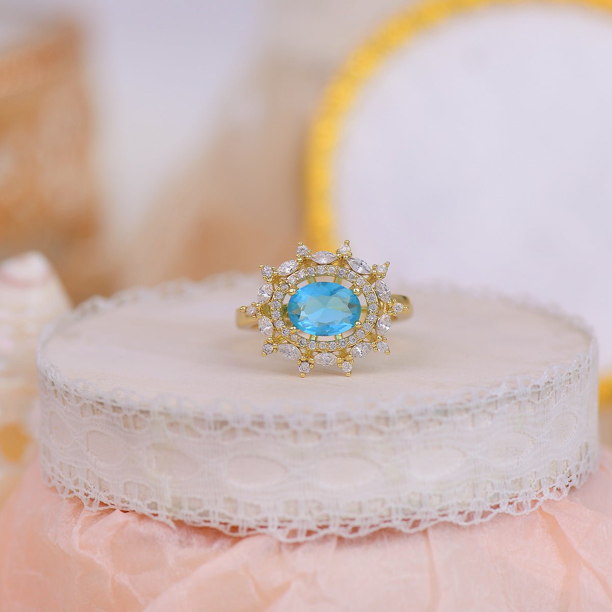 [Clearance] Blue Gemstone Ring - Marilyn - Gold - Plated - Abbott Atelier