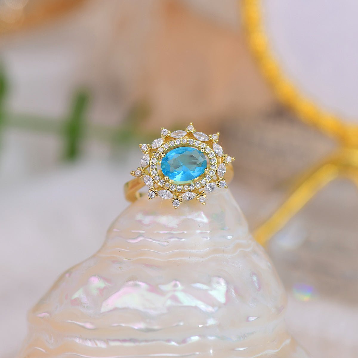 [Clearance] Blue Gemstone Ring - Marilyn - Gold - Plated - Abbott Atelier