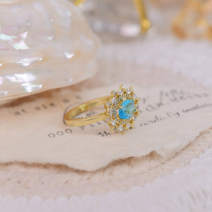 [Clearance] Blue Gemstone Ring - Marilyn - Gold - Plated - Abbott Atelier