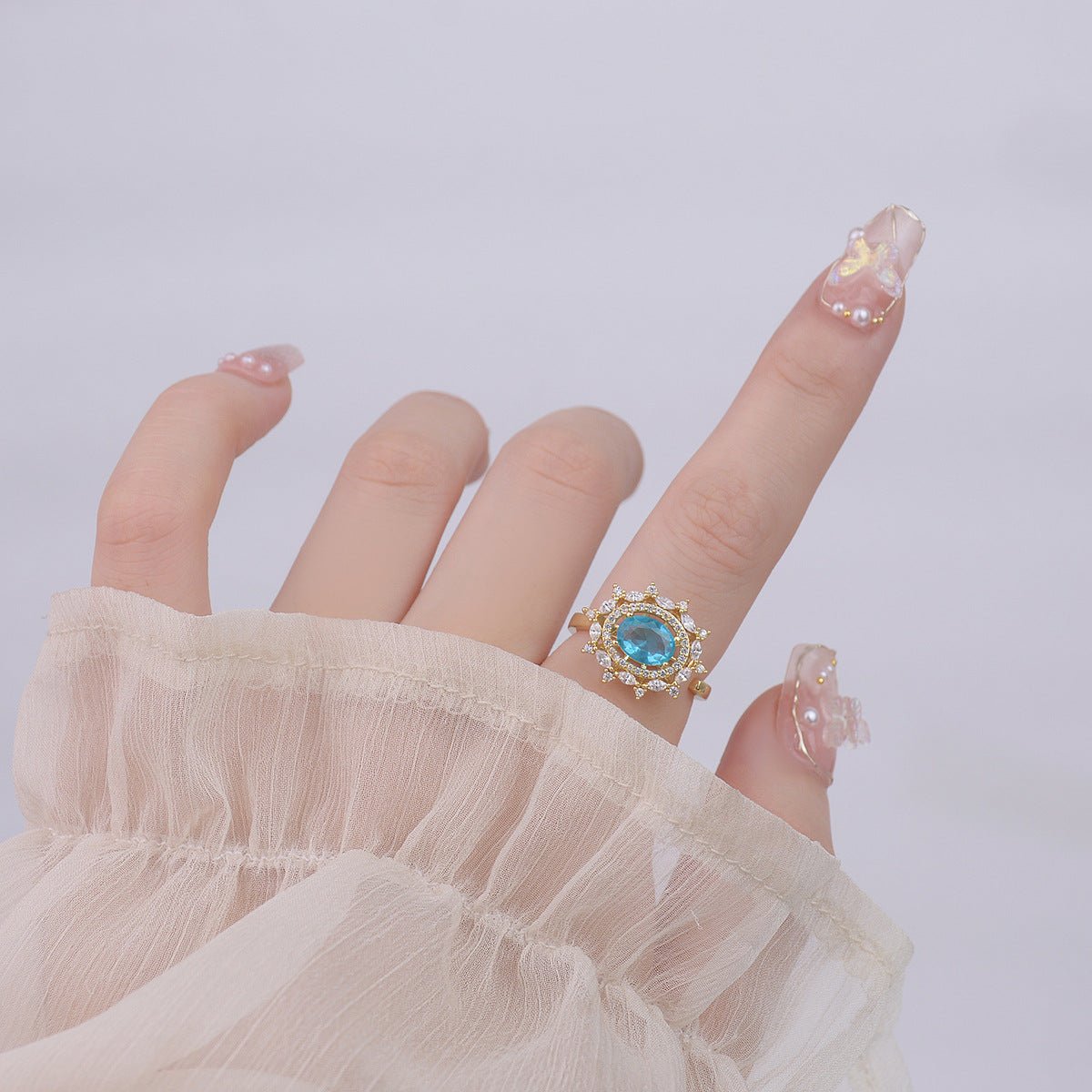 [Clearance] Blue Gemstone Ring - Marilyn - Gold - Plated - Abbott Atelier