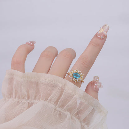 [Clearance] Blue Gemstone Ring - Marilyn - Gold - Plated - Abbott Atelier