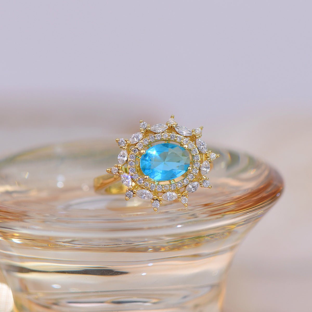 [Clearance] Blue Gemstone Ring - Marilyn - Gold - Plated - Abbott Atelier