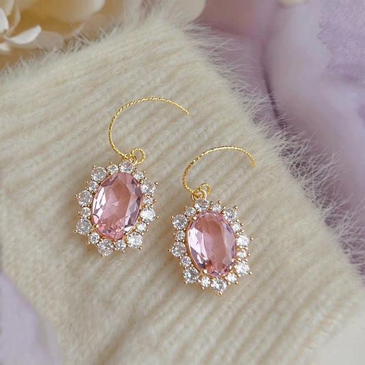 [Clearance] Lydia Baroque Earrings (Pink/Green) - Gold-Plated - Abbott Atelier