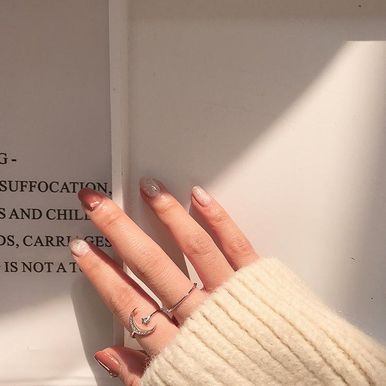 [Clearance] Moon and Star Ring Set (Gold/Silver) - Gold - Plated - Abbott Atelier