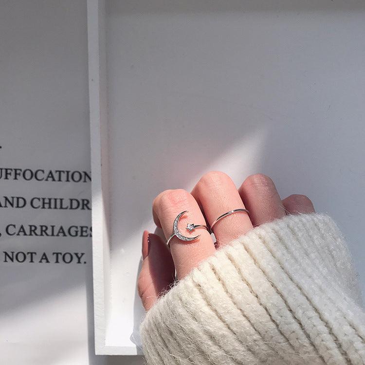 [Clearance] Moon and Star Ring Set (Gold/Silver) - Gold - Plated - Abbott Atelier
