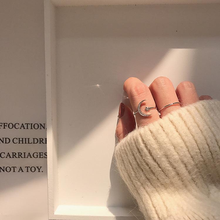[Clearance] Moon and Star Ring Set (Gold/Silver) - Gold - Plated - Abbott Atelier