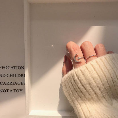 [Clearance] Moon and Star Ring Set (Gold/Silver) - Gold - Plated - Abbott Atelier