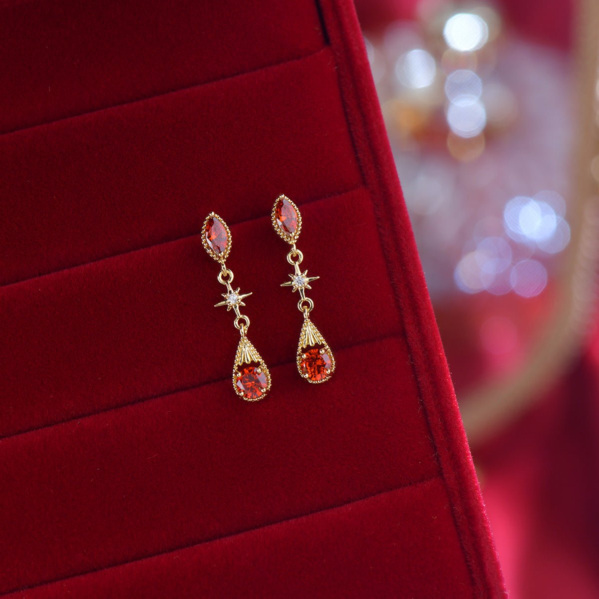 Crimson Astra Earrings - Hypoallergenic - Abbott Atelier