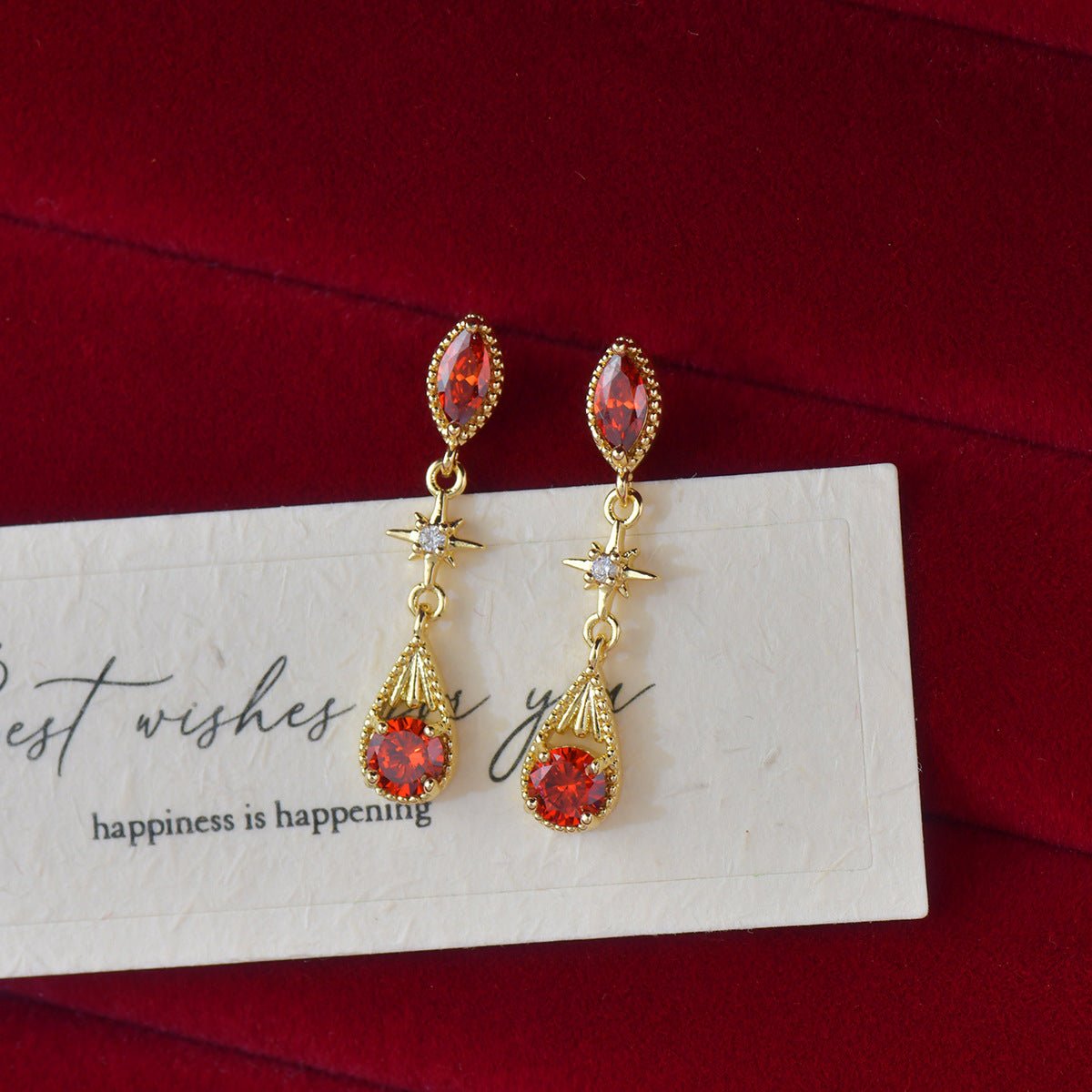 Crimson Astra Earrings - Hypoallergenic - Abbott Atelier