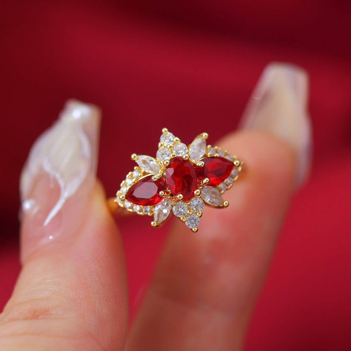 Crimson Blossom Ring - Gold - Plated - Abbott Atelier
