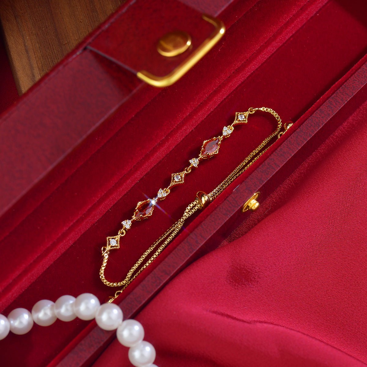 Crimson Lattice Bracelet - Gold Plated - Abbott Atelier