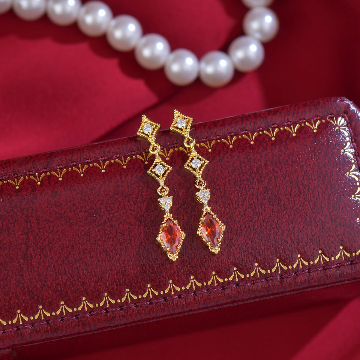 Crimson Lattice Earrings - Hypoallergenic - Abbott Atelier